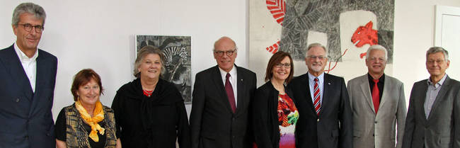 Die Jury (von links): Michael Haukohl, Dr. Brigitte Fronzek, Landespastorin Petra Thobaben, Bischof Gerhard Ulrich, Bettina Freitag, Jörn Biel, Staatssekretär Bernd Küpperbusch und Stephan Richter